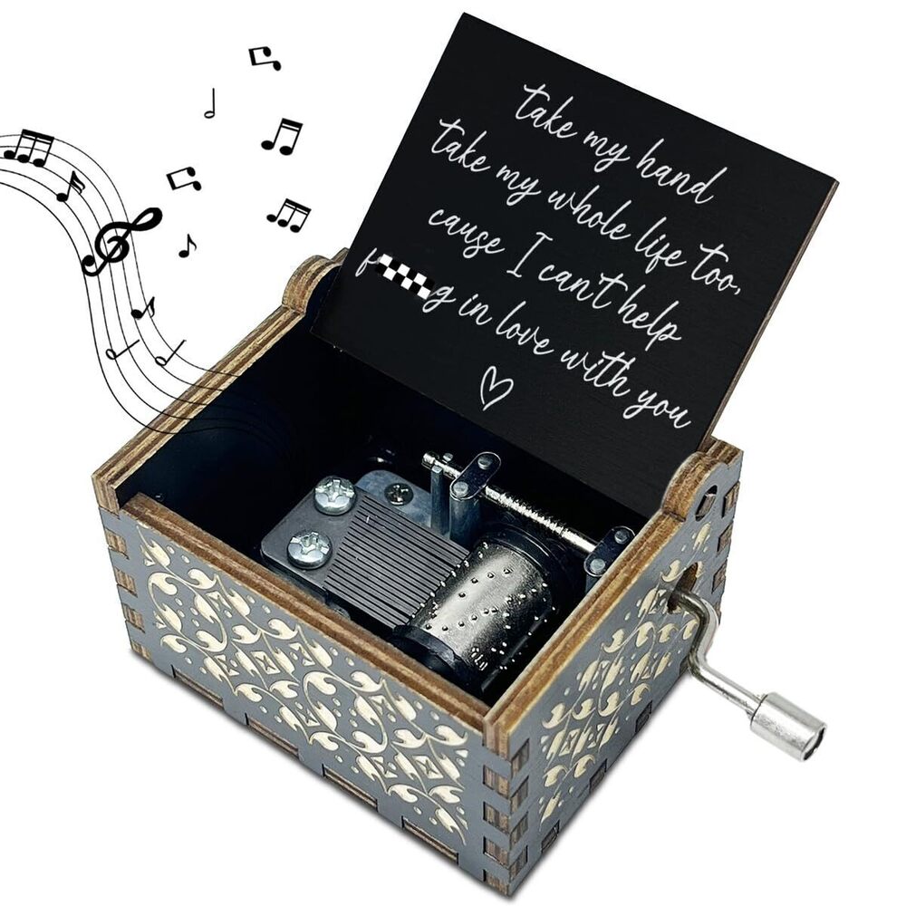 1973 Wooden Music Box with Handle Take My Hand Take My Whole Life Too Music
